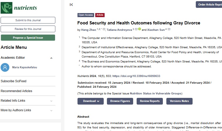 Food Security and Health Outcomes